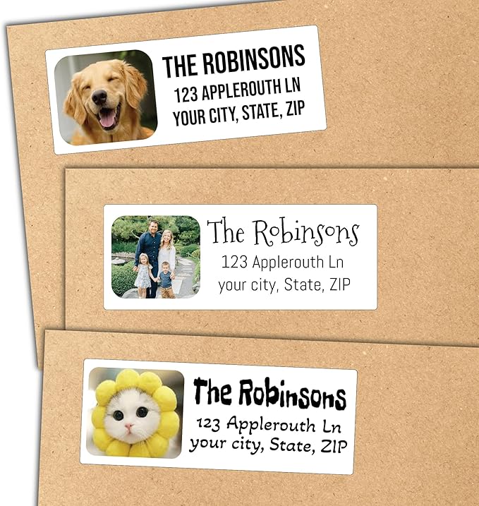Address Labels Personalized | Upload Your Photo Image or Logo | Custom Return Address Stickers on Sheets | (120-1000) Full Color on White Print Your Own