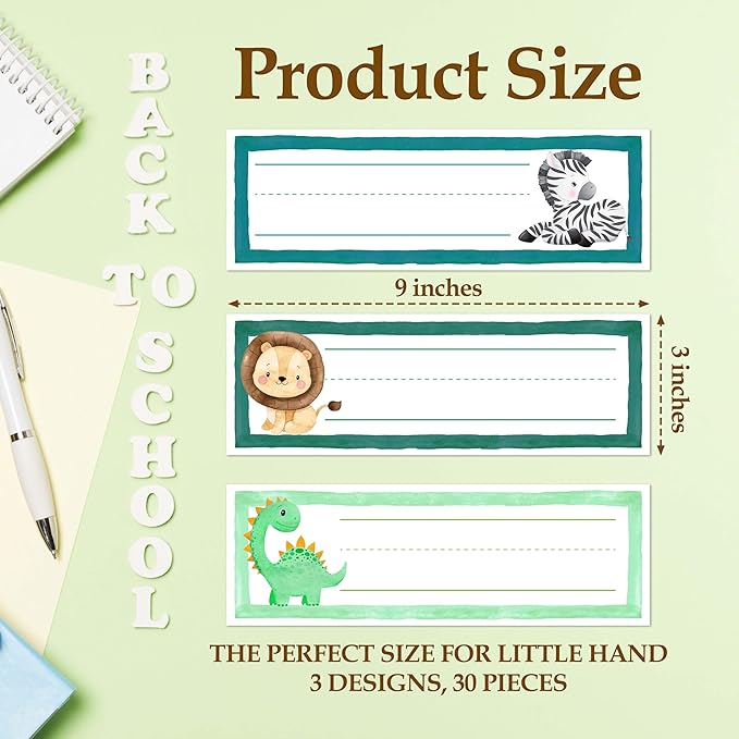 30 Name Tags for Classroom Cubbies, 3x9 in Woodland Animals Name Plates for Desks, Classroom Must Haves for Teachers Elementary - A07