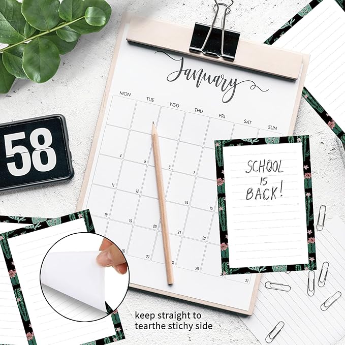 SXboxing Sticky Notes 4X6 Inches, 2 Pack Large Cute Self-Stick Pads, Bright Funny Memo Pads Easy to Stick for Home, Office Boho Cacti