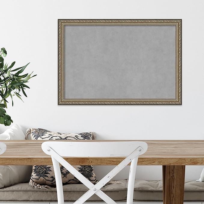 Amanti Art Silver Framed Magnetic Board 18x26 Medium Vision Board for use with Magnets, 100% Metal Sheet to Display Items as Office Decor or for Home Organization in mudroom, Kitchen or Kids Room