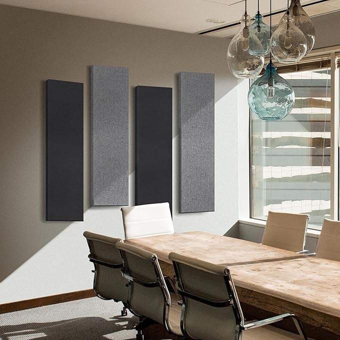 2 Pack 2" Thick Acoustic Panels, 47.24" X 11.81" Fiberglass Wall Panel, Acoustic Panels Sound Absorbing for Office, Studio, Home Theatre - Heather Grey