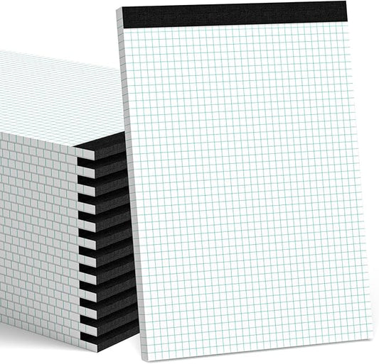 Zaviko Graph Paper Pad 8.5 x 11, 24 Pack, 4x4 Graph Ruled, Grid Paper Pad 8-1/2" x 11", Blueprint Quadrille Pad, Easy Tears Off, Grid Pad Notebook 8.5 x 11, White 70 GSM Graft Paper, 30 Sheets/Pad