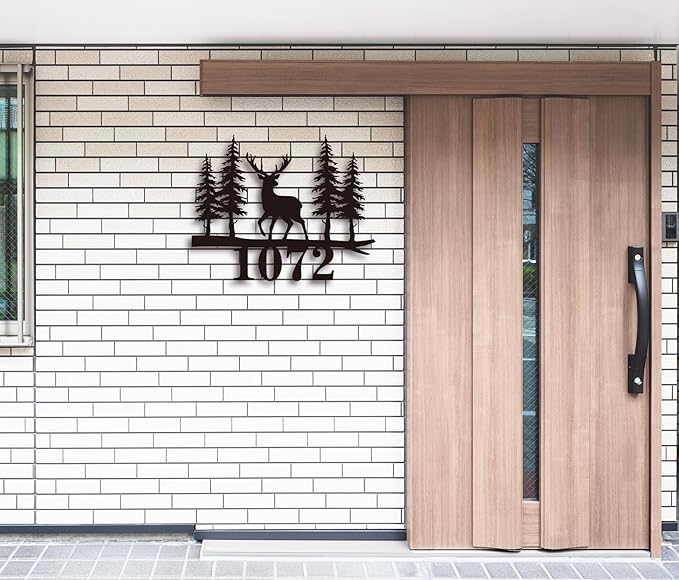 Personalized Metal Deer Address Signs for Outdoor, Custom House Number Sign, House Numbers for Outside,Address Numbers for Houses