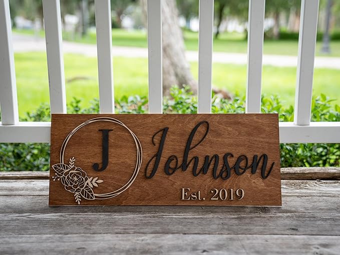 Custom Family Name Sign | Personalized Wooden Wedding Gift | Rustic Last Name Wood Plaque | Established Date Sign |Аnniversаrу (Johnson Style)