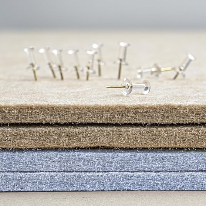 Bulletin Board, 24 x 18 inches Felt Board Decorative Pin Board, Cork Board Alternative for Wall, Foldable Photo Board Self-Adhesive Vision Board with 20 Pushpins - Lavender Blue
