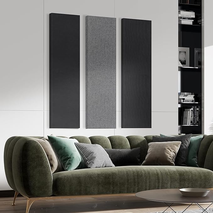 2 Pack 2" Thick Acoustic Panels, 47.24" X 11.81" Fiberglass Wall Panel, Acoustic Panels Sound Absorbing for Office, Studio, Home Theatre - Black