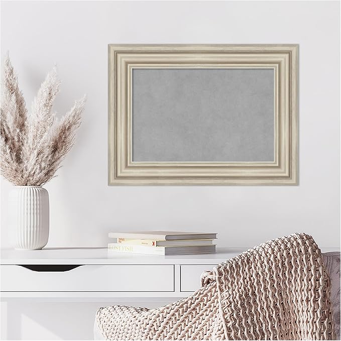 Amanti Art Silver Framed Magnetic Board 18x24 Small Vision Board for use with Magnets, 100% Metal Sheet to Display Items as Office Decor or for Home Organization in mudroom, Kitchen or Kids Room