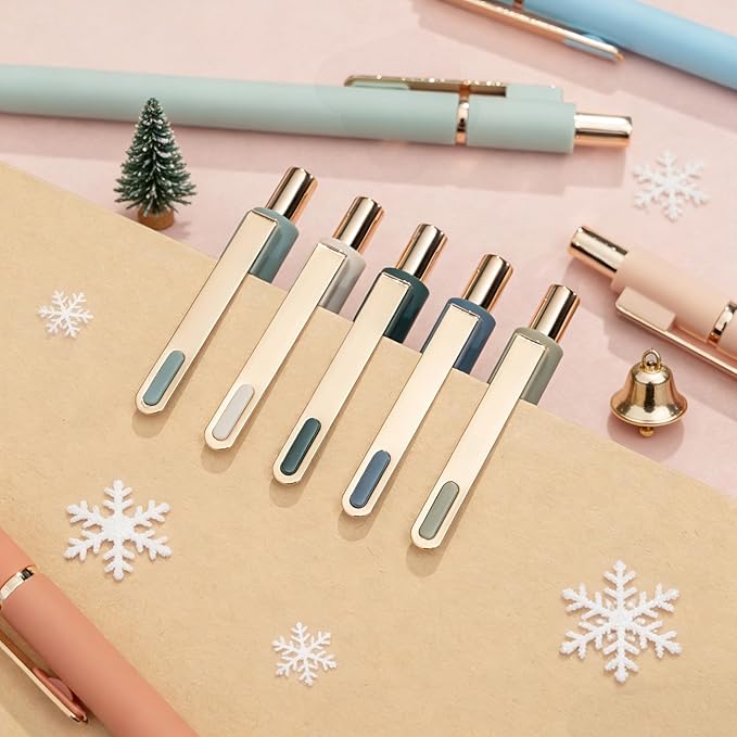 Linbsunne Gel Pens Black Ink Pens for Office 0.5mm Fine Point Pen Smooth Writing Retractable (Metal gold clip-18 pcs)