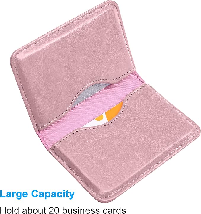 Wisdompro Business Card Holder, 2-Sided PU Leather Folio Name Card Holder Wallet Case with Magnetic Shut for Men and Women, Ultra Slim and Thin