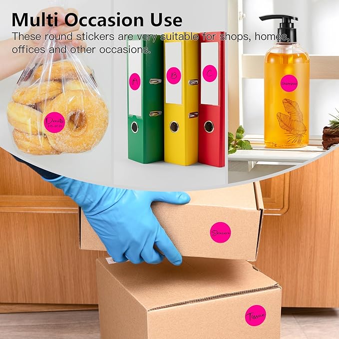 Fluorescent Pink 1 Inch Round Color Coding Labels with 4000 Dots, 4 Rolls - Bright Color Dot Stickers for File Folders, Inventory System - Highly Visible