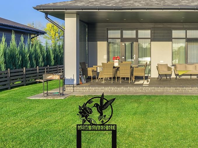 Personalized Hummingbird Metal House Numbers with Stake, Custom House Numbers for OutsidePersonalized House Number Sign, Custom Address Yard Signs with Stakes, Personalized Housewarming Gifts