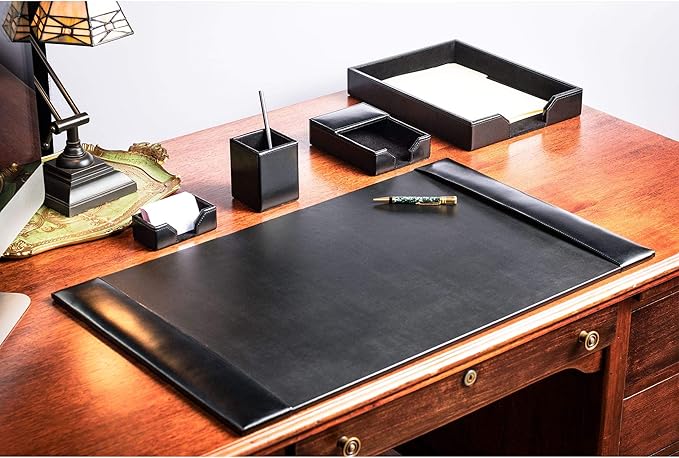DACASSO Black Bonded Leather 5-Piece Desk Set
