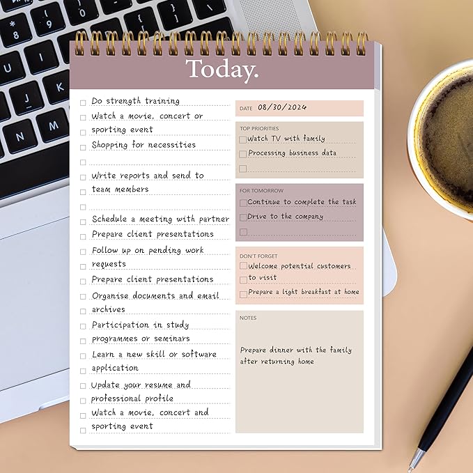 To Do List Notepad - Daily Planner Notepad Undated 52 Sheets Tear Off, 6.5" x 9.8" Checklist Productivity Organizer with Hourly Schedule for Tasks(3 Pack)
