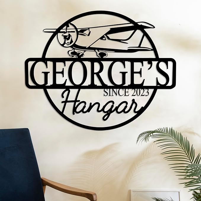 Personalized Metal Airplane Wall Art, Airplane Name Sign, Customized Pilot Name Sign, Airplane Hangar Sign Decor, Aviation Home Office Decor, Large Outdoor Decor, Pilot Gifts, Aircraft Lovers Gift