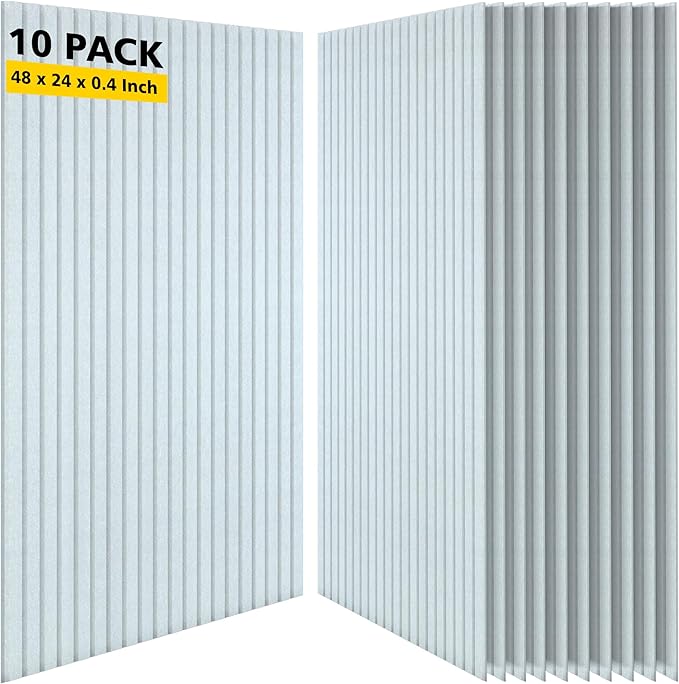 AUTORIFIC Acoustic Panels,10 Pack Sound Panels Noise Reducing for Walls,47.2"x23.6"x0.35" Soundproof Wall Panels,High-Density Acoustic Wall Panels,Decorative Wall Sound Absorbing Panel,White