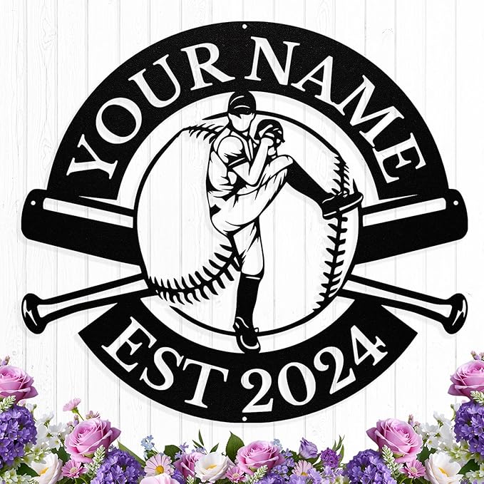 Personalized Baseball Metal Sign, Custom Player Name Sign, Boys Room Decor, Custom Baseball Signs, Sports Wall Art Decor Gift for Boys, Team, Dad, Husband, Son
