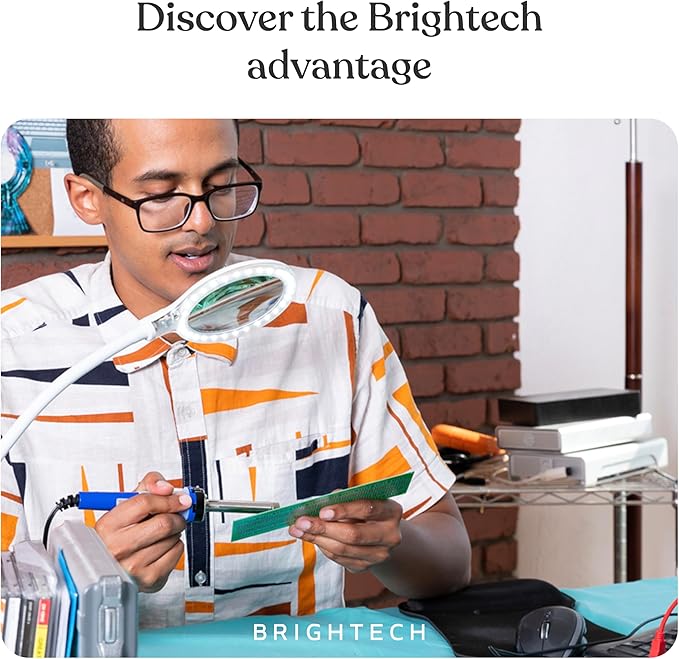 Brightech LightView Pro Flex 2 in 1 Magnifying Desk Lamp, 2.25x Light Magnifier, Adjustable Magnifying Glass with Light for Crafts, Reading, Close Work
