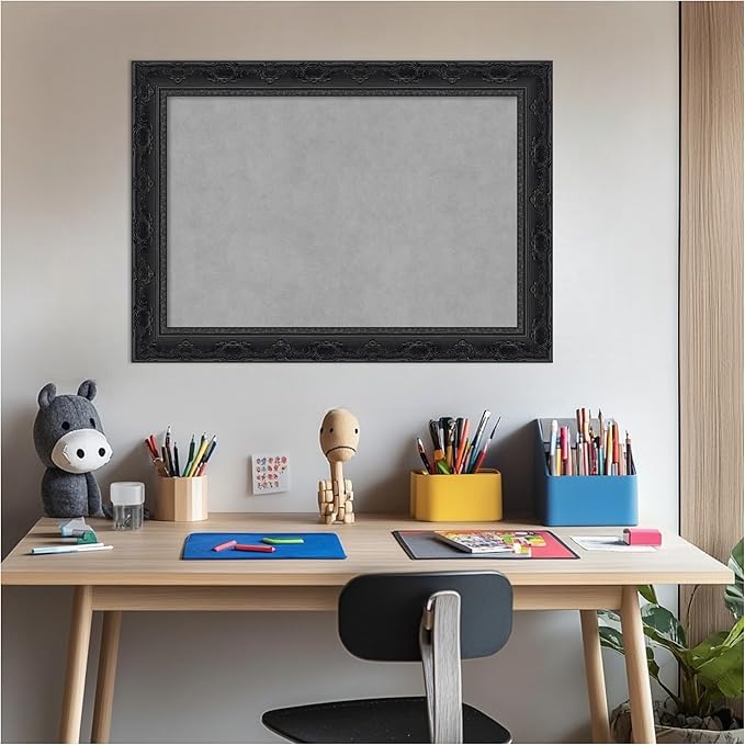 Amanti Art Black Framed Magnetic Board 20x28 Medium Vision Board for use with Magnets, 100% Metal Sheet to Display Items as Office Decor or for Home Organization in mudroom, Kitchen or Kids Room