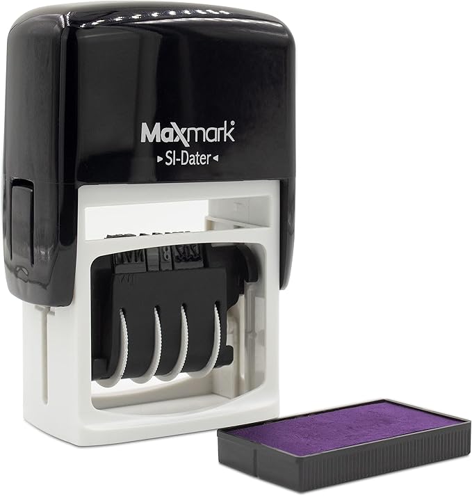 MaxMark Dater 4000 Self Inking Date Stamp - Purple