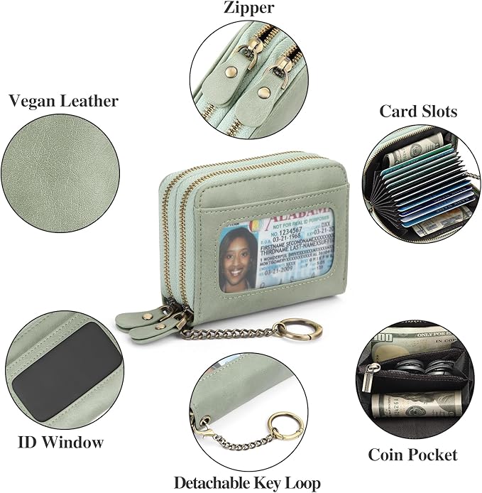 GOIACII Small Genuine Leather Wallet for Women, RFID Blocking Credit Card Holder Wallet