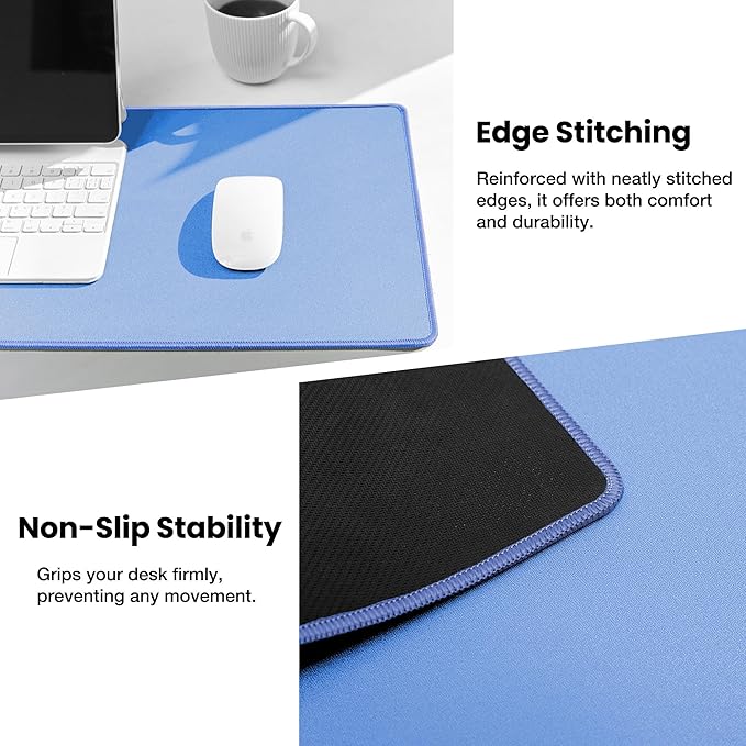 ALOANES Waterproof Mouse Pad, XXXL Gaming Keyboard Pad with Anti-Slip Base, Grain Jacquard Surface, Extend Desk pad for Gamer, Office & Home, Blue Mousepad 35.4''x 15.7''x 0.12''
