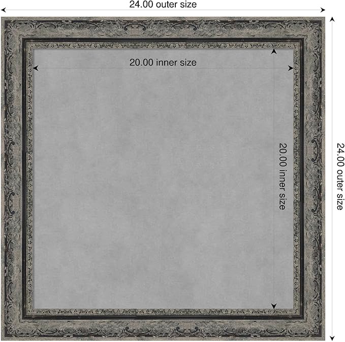 Amanti Art Black Framed Magnetic Board 24x24 Medium Vision Board for use with Magnets, 100% Metal Sheet to Display Items as Office Decor or for Home Organization in mudroom, Kitchen or Kids Room