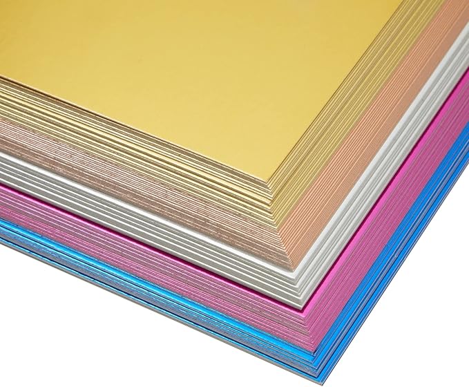 Bright Creations Metallic Cardstock Sheets - Foil Card Stock, Craft Paper for DIY Projects - Assorted Metallic Cardstock for Scrapbook Supplies - Multicolor, 250 GSM, 8.5x11 In, 100 Count