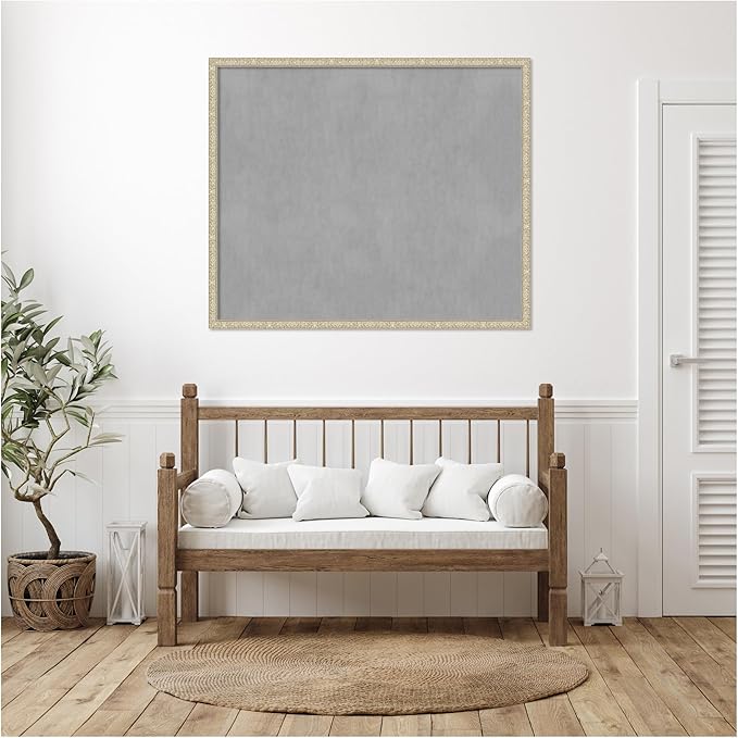Amanti Art Silver Framed Magnetic Board 42x50 Oversize Vision Board for use with Magnets, 100% Metal Sheet to Display Items as Office Decor or for Home Organization in mudroom, Kitchen or Kids Room