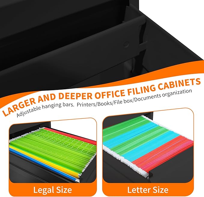 OPTYMIRA 5 Drawer Metal File Cabinet Heavy Duty Locking File Cabinets Home Office Steel Filing Cabinet Vertical File Cabinets for Legal/Letter Size File,Assembly Required