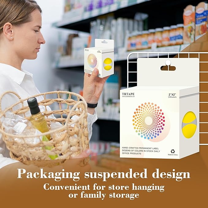 2 Inch Color Coding Round Labels (2000Pcs, 4 Rolls) - Round Colored Dot Stickers for Inventory, Pantry, Warehouse Organization - Yellow Circle Dot Labels