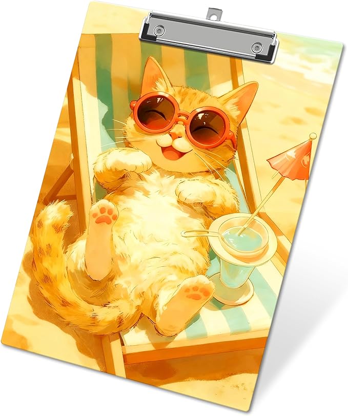 APIILVPQ Cat Clipboard, Cute Clipboards with Low Profile Clip for Office School Use, Cats Lover Gifts Wooden Clip Boards for Nurses Teachers Students - C02