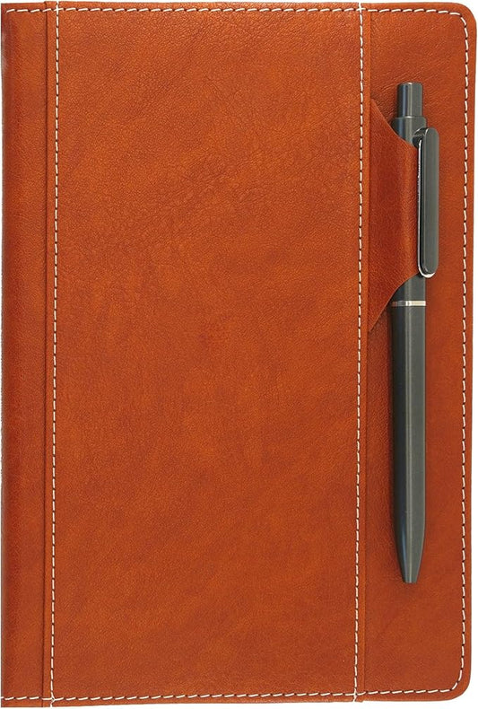 SLFreMint Premium Hardcover Executive Notebook with Pen and Pen Holder Clip, Card Pockets, 240 Pages, College Ruled, 80GSM, Leather Note Book for Work, Study, Diary and Other Scenarios, Suitable Journal for Both Men and Women