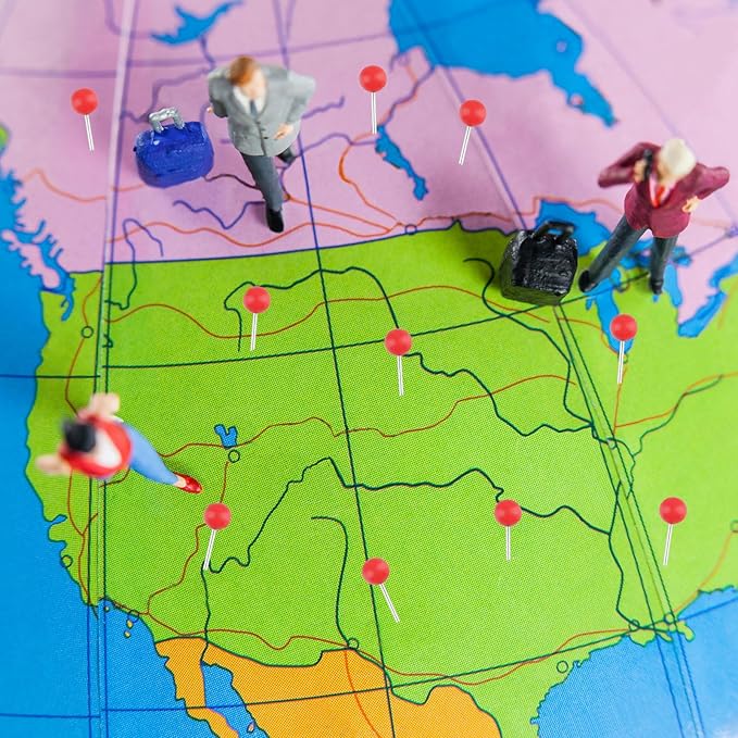 1000 Pcs Multi-Color Push Pins, Map Pins for Travel Map, Small Map Tacks with Plastic Beads Head for Cork Board (Red, 1/4 ")