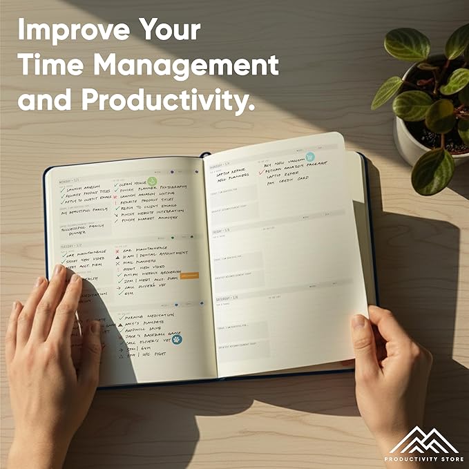 Dated, 2026 Planner, 5.8” x 8.3” - The #1 Productivity Planner to Achieve Your 2026 Goals - Planner 2026-2027 by PRODUCTIVITY STORE (A5, NAVY BLUE)