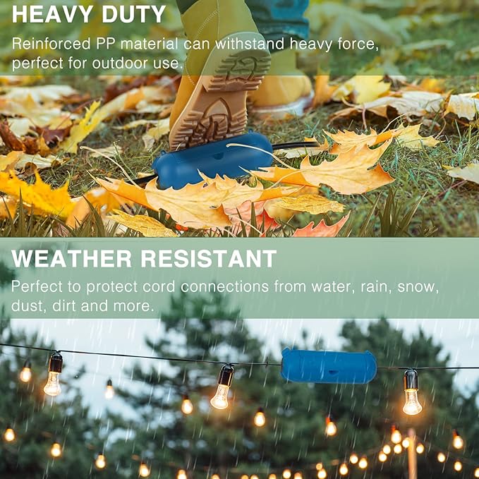Flemoon [3 Pack] Outdoor Extension Cord Cover, IPX4 Waterproof Box and Safety Housing Case, Ideal to Protect Outdoor Plugs, Electrical Connections, Holiday Decoration Lights, Size Small, Blue
