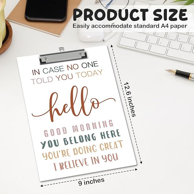 APIILVPQ Motivational Clipboard，Mental Health Clipboards with Low Profile Clip for Office School Use, Boho Wooden Clip Boards for Nurses Teachers Students - A10