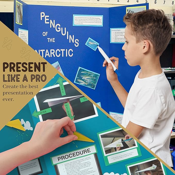 White Tri-Fold Presentation Board 28" X 40" Display Exhibition Board Lightweight and Portable with Smooth Surface Great Business presentations (Pack of 2) - by Emraw