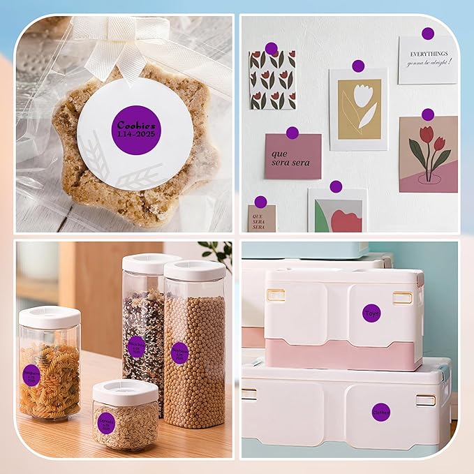 1 Inch Round Color Coding Labels, 1000 PCS Per Roll Purple Color Coded Dot Stickers, Round Color Dot Labels for Organizing, Filing, and Storage