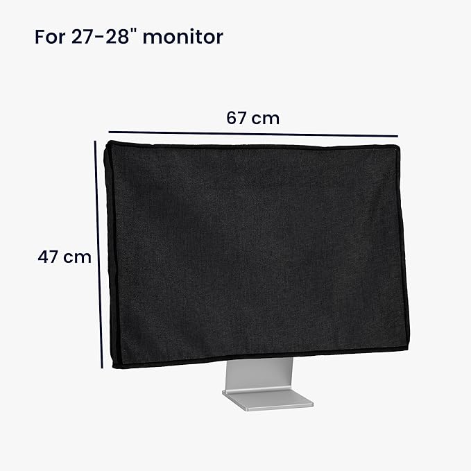 kwmobile Dust Cover for 27-28" Monitor - Linen Monitor Display Protector - Protect Your Computer Screen - Black