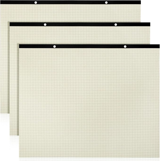 Fainne 3 Pcs Large Engineering Graph Paper Pad Giant Drafting Pad Blueprint Sketching Graph Paper Engineer Architect Designer Mathematician Draftsman (Beige, Brown, 22x17 inches)
