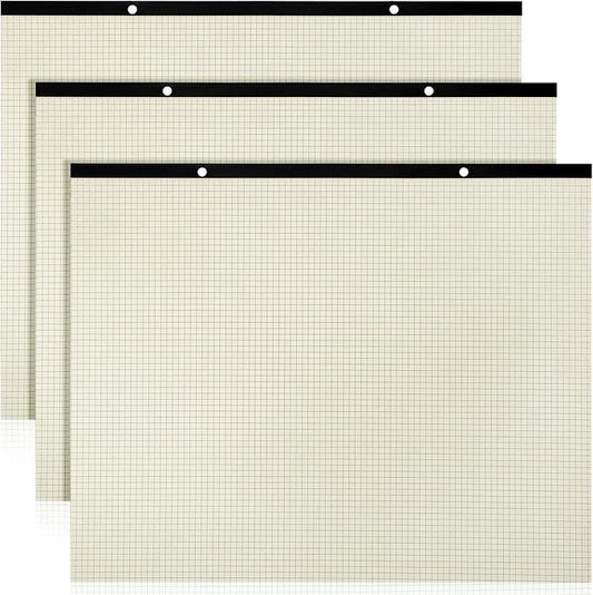Fainne 3 Pcs Large Engineering Graph Paper Pad Giant Drafting Pad Blueprint Sketching Graph Paper Engineer Architect Designer Mathematician Draftsman (Beige, Brown, 22x17 inches)