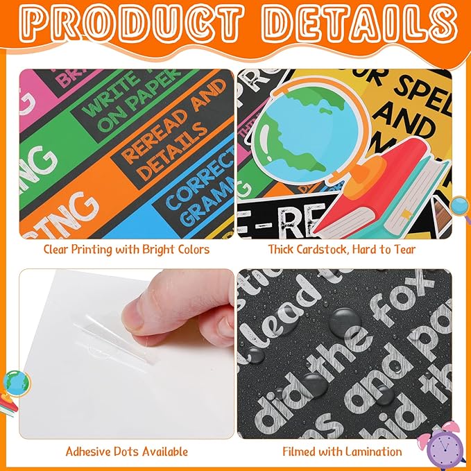 Pasimy Races Writing Strategy Bulletin Board Set Writing Process Posters for Classroom Decorations Races Alphabet Pencil with Sentences Poster Bulletin Board Cutouts Elementary Middle School(Black)