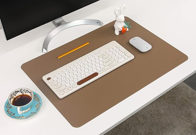 NODITO Dual-Sided Leather Desk Pad,Blotter for Laptop Computer,Mouse Pad,Writing,Drawing,Arts and Craft Mat (17"x24", Khaki)