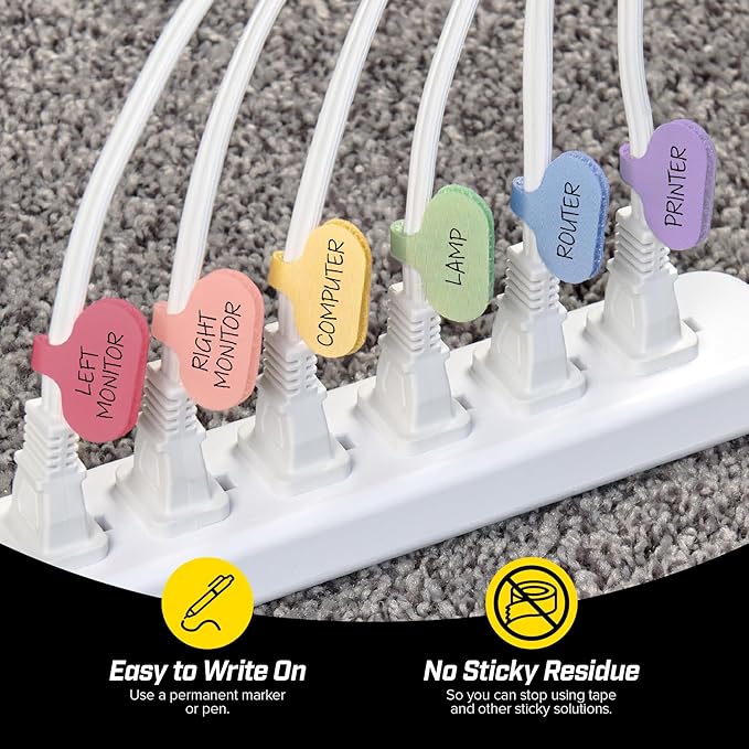 Wrap-It Storage Cable Labels - Oval, Macaron (36 Pack) - Write On Cord Labeler Wire Label Tags