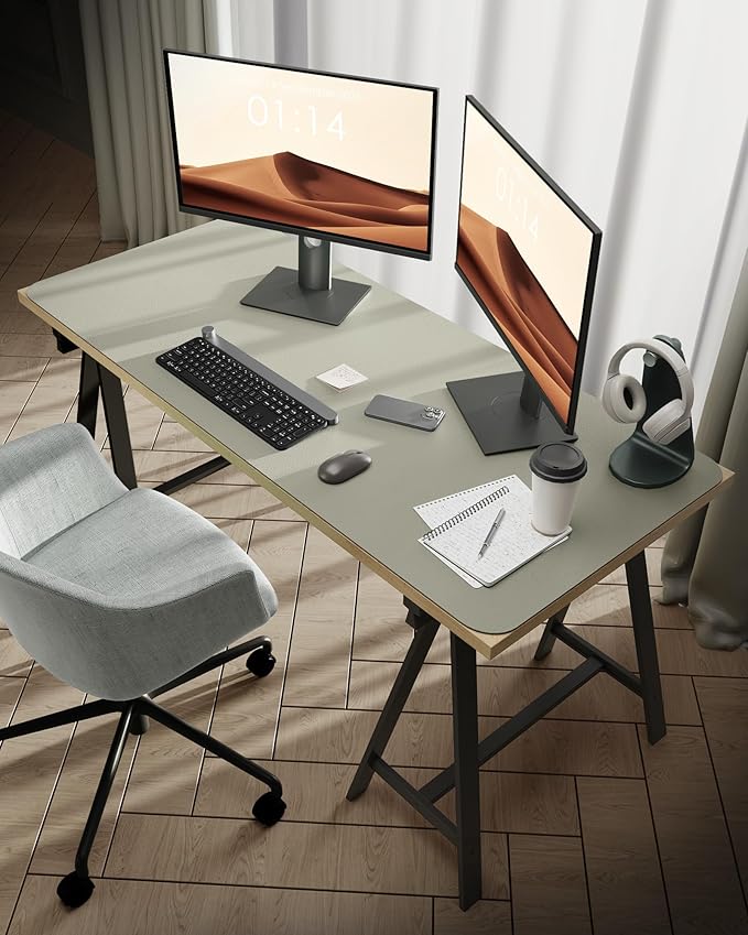YSAGi Leather Desk Pad Protector, Office Desk Mat, Large Mouse Pad, Non-Slip PU Leather Desk Blotter, Laptop Desk Pad, Waterproof Desk Writing Pad for Office and Home (Olive Beige, 47.2" x 23.21")