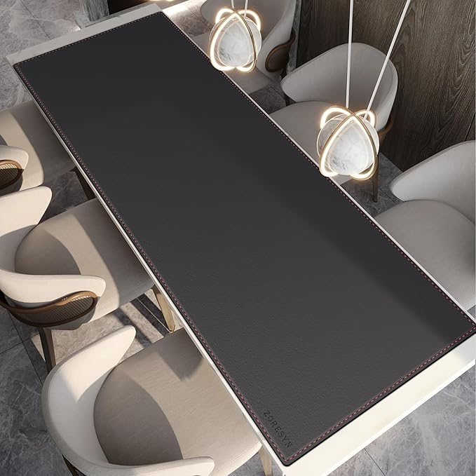 ZORESYN Extra Wide Office Desk Pad 74.8"x27.6", Waterproof PU Leather Desk Mat with Non-Slip Base, Large Writing Surface & Mouse Pad for Home Office, Black