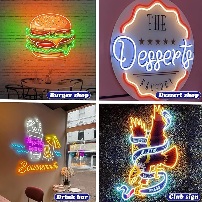 Custom Neon Sign Logo, Personalized LED Shop Name Logo Sign for Business Wall, Hanging Neon Lights Customizable Upload Picture UV Printed for Bar Nail Hair Office Room Home Decor, Size 10-60in Large