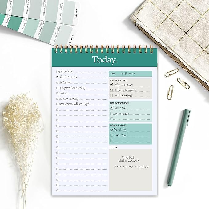 GOLDPEI To Do List Notepad - Daily Planner Notepad Undated 52 Sheets Tear Off, 6.5" x 9.8" Planning Pad Checklist Productivity Note Pad for Work and Personal Organized (4 Pack)