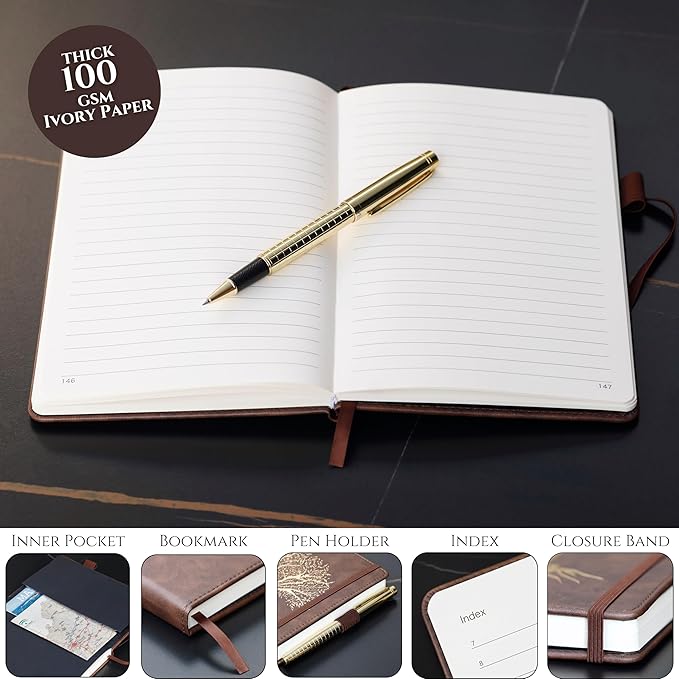 Veway Vegan Leather Journal and Pen Set, Tree of Life Notebook, A5 Lined Writing Journal with 224 Pages, Index and Gift Ready Box