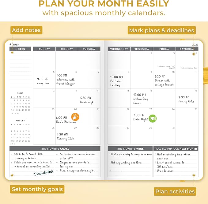Clever Fox Dated Planner 2026-2027 – Weekly Life Planner Notebook for Time Management – Planner with Habits Tracker & To-Do List (Amber Yellow)